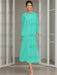 Tea-Length Mother of the Bride Sheath Dress with Beaded Jacket