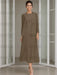 Tea-Length Mother of the Bride Sheath Dress with Beaded Jacket