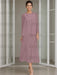 Tea-Length Mother of the Bride Sheath Dress with Beaded Jacket