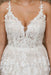 Elegant V neck Ivory Aline Wedding Dress Sleeveless Tulle Lace Bridal Dress