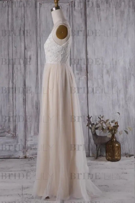 Elegant V-neck Lace A-line Wedding Dress - Wedding Dresses