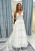 Elegant V Neck Lace Aline Wedding Dress with Appliques wedding dresses White