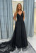 Elegant V Neck Lace Aline Wedding Dress with Appliques wedding dresses Black