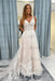 Elegant V Neck Lace Aline Wedding Dress with Appliques wedding dresses Blush Pink