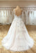 Elegant V-neck Lace Tulle Aline Wedding Dress Appliques Sleeveless
