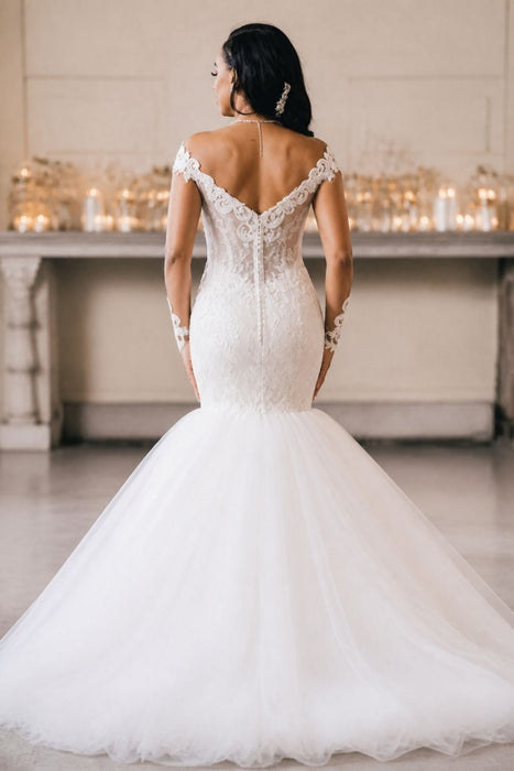 Elegant V-Neck Long Sleeves Mermaid Wedding Dresses