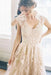 Elegant V-neck Sleeveless Cap Sleeves Floor-Length Wedding Dress - Wedding Dresses