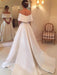 Elegant White Satin Off Shoulder Wedding Dresses, Off Shoulder White Satin Long Prom Dresses, White Formal Evening Dresses
