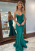 Emerald Backless Mermaid Prom Dress Long V Neck