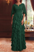 Emerald Green Chiffon Mother of the Bride Dress Flutter Sleeves with Cascading Ruffles