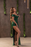 Emerald Green Long Prom Dress with V Neck High Slit Off the Shoulder