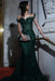 Strapless Beadings Mermaid Prom Dress Emerald Green with Tassels