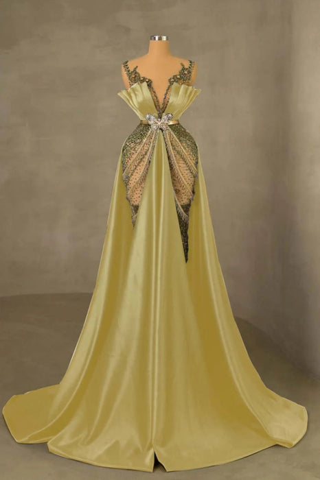 Emerald Green Mermaid Prom Dress Sleeveless Spaghetti Strap Long Evening Gown - Prom Dresses