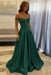 Emerald Green Off-the-Shoulder A-line Evening Dress Lace Prom Dress Long