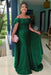 Green Off-The-Shoulder Mermaid Chiffon Wedding Guest Dresses Long with Appliques - Prom Dresses