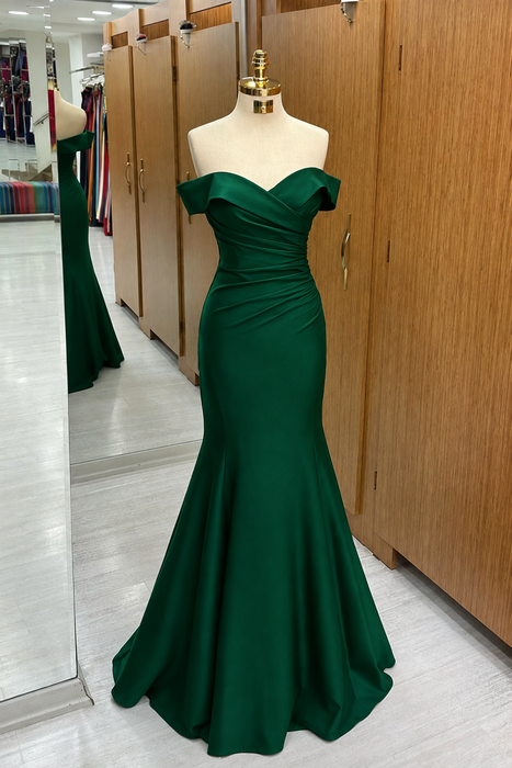 Emerald Green Off-the-shoulder Sweetheart Sleeveless Long Mermaid Prom Dress - Prom Dresses