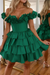 Emerald Green Off-the-Shoulder Satin Corset Graduation Dress Short Cocktail Dress