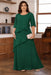 Emerald Green Plus Size Ruffles Chiffon Mother of the Bride Dress Scoop Neck with Half Sleeves