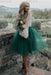 Emerald Green Simple Wedding Dress A Line Designed Neckline Lace Tulle Bridal Gowns