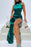 Emerald Green Sleeveless High Neck Prom Dress With Split