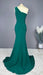 Emerald Green Sleeveless One Shoulder Appliques Long Prom Dress