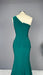 Emerald Green Sleeveless One Shoulder Appliques Long Prom Dress