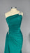 Emerald Green Sleeveless One Shoulder Appliques Long Prom Dress