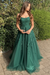 Emerald Green Stylish Lace Long Prom Dress with Spaghetti Straps