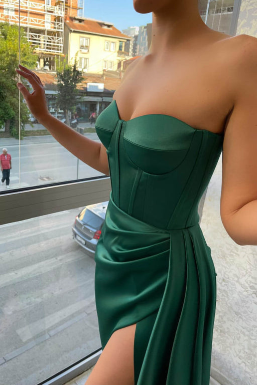 Emerald Green Sweetheart Long Mermaid Prom Dress With Slit