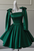 Emerald Sexy Satin Aline Homecoming Dress Short Prom Dress with Straps