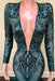 Emerald V-Neck Long Sleeves Sequins Lace Mermaid Prom Dress