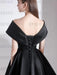 Evening Dress A-Line V-Neck Knee-Length Short Sleeves Lace-up Pleated Satin Fabric Cocktail Dress Little Black Dress