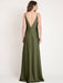 Evening Dress Flesh Color A-Line V-Neck Sleeveless Backless Matte Satin Floor-Length Split Front Formal Party Dresses