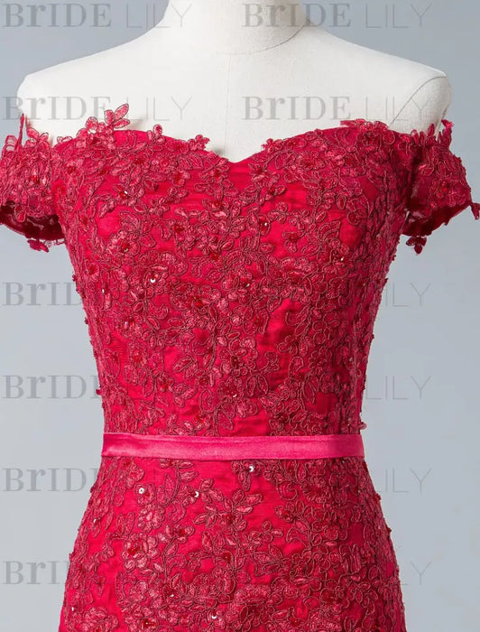 Evening Dress Mermaid Off The Shoulder Lace Lace Tulle Formal Party Dresses(APP ExclusivePrice  $176.99)