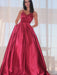 Evening Dress with Red Spaghetti Straps