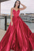 Evening Dress with Red Spaghetti Straps