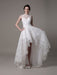 2021 Lace High-low Wedding Gown With Llusion Neckline And Back misshow