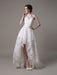 2021 Lace High-low Wedding Gown With Llusion Neckline And Back misshow