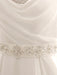 Turndown Collar Brides Wedding Dress With Pleated Satin misshow