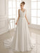 Turndown Collar Brides Wedding Dress With Pleated Satin misshow