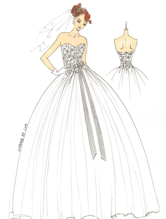 Sweetheart Ball Gown Wedding Dress with Colored Sash misshow