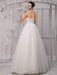 Tull Off-The-Shoulder Ball Gown Wedding With A Lace Wrap misshow