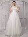 Tull Off-The-Shoulder Ball Gown Wedding With A Lace Wrap misshow