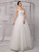 Tull Off-The-Shoulder Ball Gown Wedding With A Lace Wrap misshow
