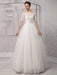 Tull Off-The-Shoulder Ball Gown Wedding With A Lace Wrap misshow