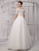 Tull Off-The-Shoulder Ball Gown Wedding With A Lace Wrap misshow
