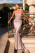 Exquisite Dusty Blue Satin Beading Mermaid Evening Dresses with Spaghetti Straps