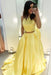 Exquisite Excellent Two Piece Yellow Satin Formal Evening Dress Simple Long Prom Dresses - Prom Dresses