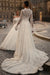 Exquisite Long Sleeves Tulle Aline Wedding Dress V-neck with Pearls