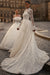Exquisite Long Sleeves Tulle Aline Wedding Dress V-neck with Pearls